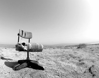 Abandoned Worn Out Vintage Office Chair Found At The Desolate Salton Sea In Southern California - Fine Art Photography Prints, Canvas, Metal