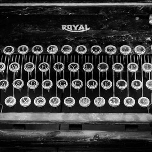 A Dusty Retro Vintage Royal Typewriter In Black And White, Great Classic Gift For Writers - Fine Art Photography Prints, Canvas, Metal