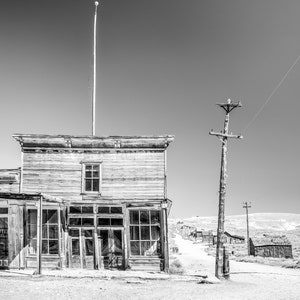 The Dilapidated Bodie Hotel In The Historic Bodie California Ghost Town, Black & White Abandoned -Fine Art Photography Prints, Canvas, Metal