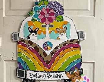 Corgi Door Hanger, Corgi Sign for Outdoor Decor, Corgi Wreath for Front Door, Corgi Artwork, Corgi Gift for Corgi Lover