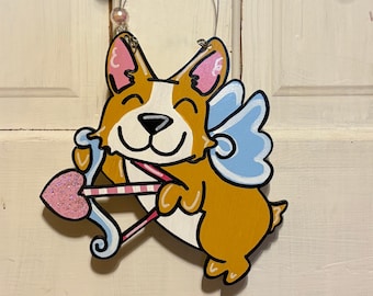 Corgi Cupid Valentine Ornament, Corgi Art, Corgi Valentine Gift for Her, Corgi Decoration, Pembroke Corgi, Cardigan Welsh