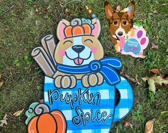 Corgi Fall Door Hanger, Fall Door Decor, Corgi Decor, Corgi Art, Pembroke  Welsh Corgi, Corgi Thanksgiving, Dog Fall Decor, Dog Door Hanger
