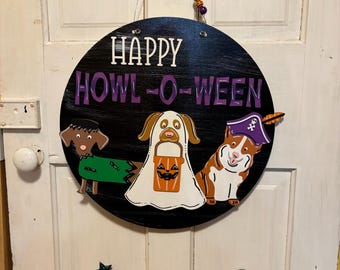 Colgador de puerta de Halloween con diseño de Corgi, decoración personalizada para perros, letrero de Corgi, corona para perros, arte pintado de Corgi, decoración de porche de otoño, regalo de Corgi para otoño