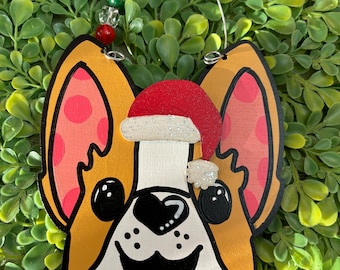 Corgi Santa Christmas Ornament, Corgi Gift for Her, Corgi Art, Dog Christmas Ornament, Corgi Decoration, Pembroke Corgi, Cardigan Welsh