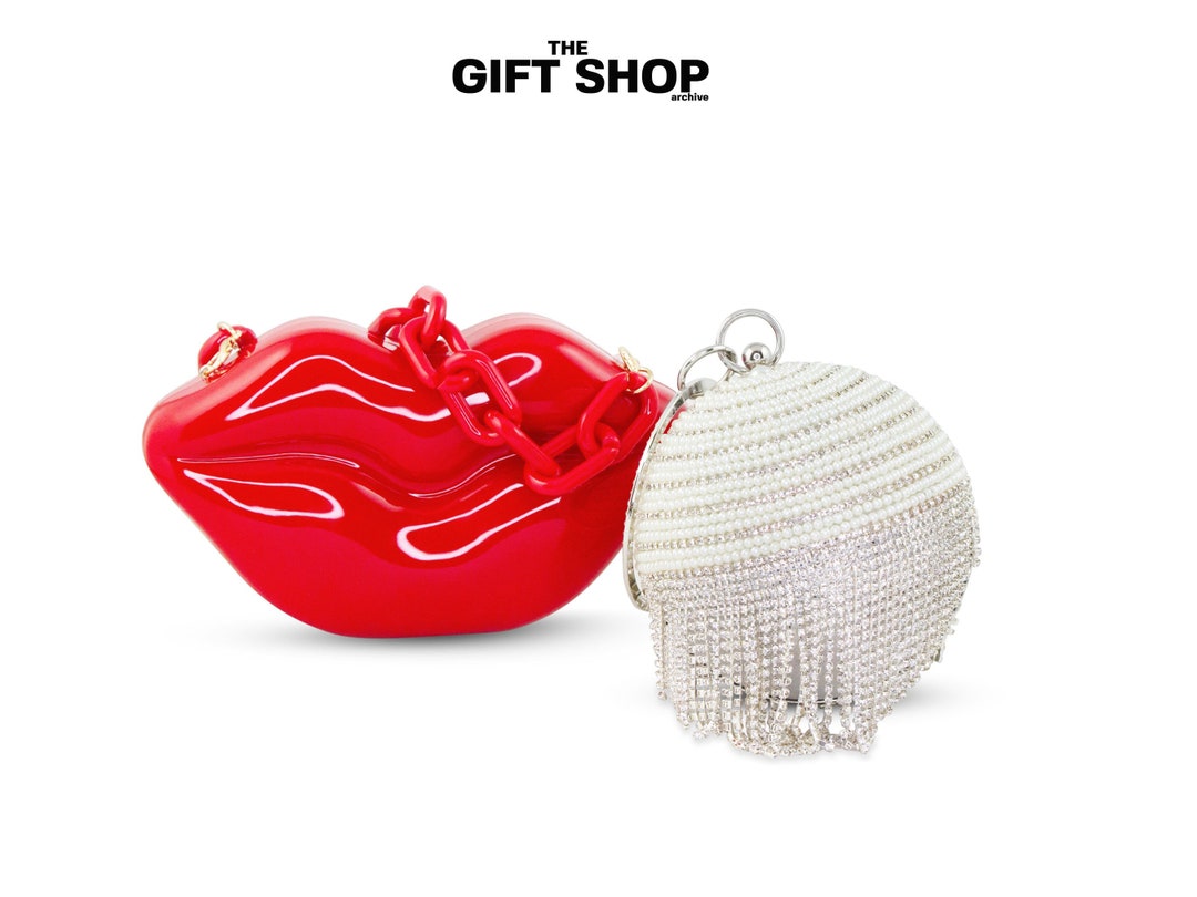 Lips Clutch With Chain Strap Full Rhinestone Diamond Ball Bag Evening Party Handbag Bling Bling