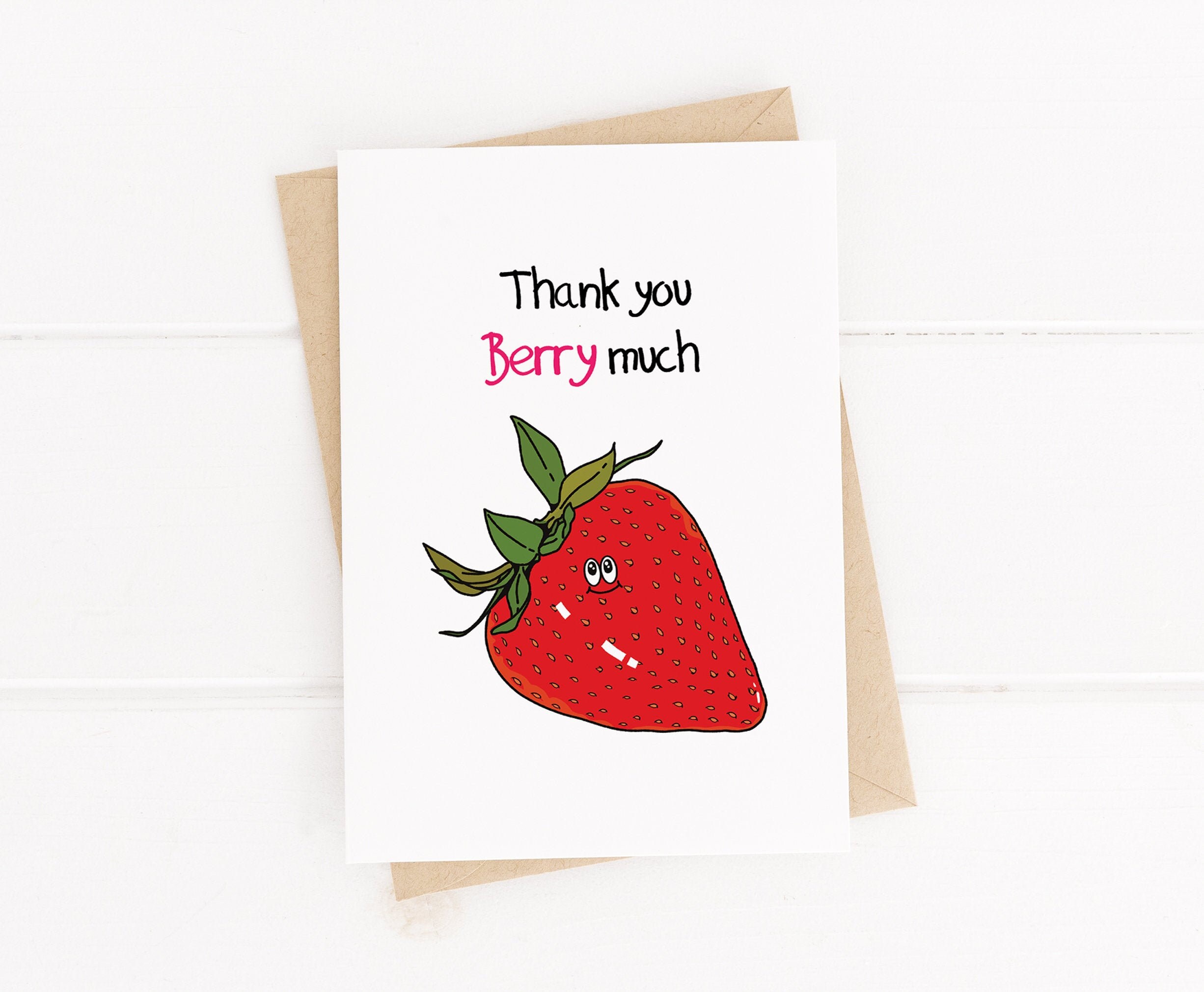 INSTANT Download PRINTABLE Card Thank You Berry Much Card - Etsy
