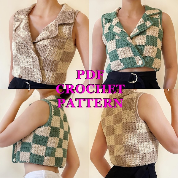 Adriana Checkered Vest Crochet Pattern