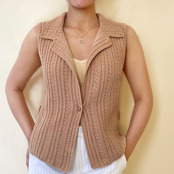 Brand New with Tag - MEDI SHELL MOTIF CROCHET KNIT VEST