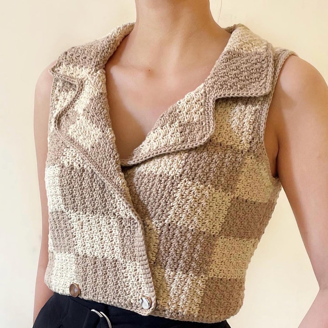 Adriana Checkered Vest Crochet Pattern - Etsy