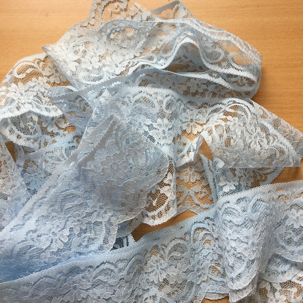 5 Yards, 3in wide Baby Blue Lace