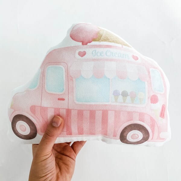 Camion de crème glacée, oreiller, oreiller de pépinière, oreiller pastel de camion de crème glacée, cadeau de bébé, cadeau de douche de bébé, cadeau de fille, literie pastel, nouveau bébé