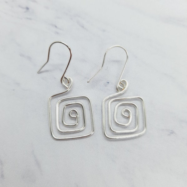 Handmade Small Square Spiral Earrings