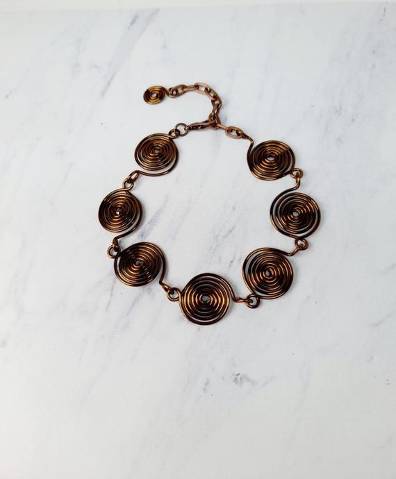 Handmade Antique Bronze Spiral Adjustable Bracelet - Etsy display picture 3