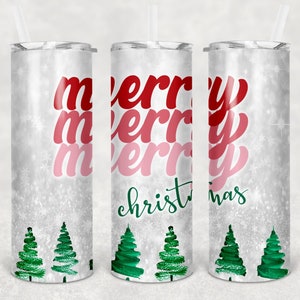 Merry Christmas 20oz Tumbler | Christmas | Christmas Trees | Snow | Winter | Sublimated Tumbler | Gift | Customized