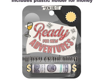 Ready For New Adventures | Graduation Gift | Money Card | High School | College | Senior Gift | Cash Gift | Congrats | Graduation