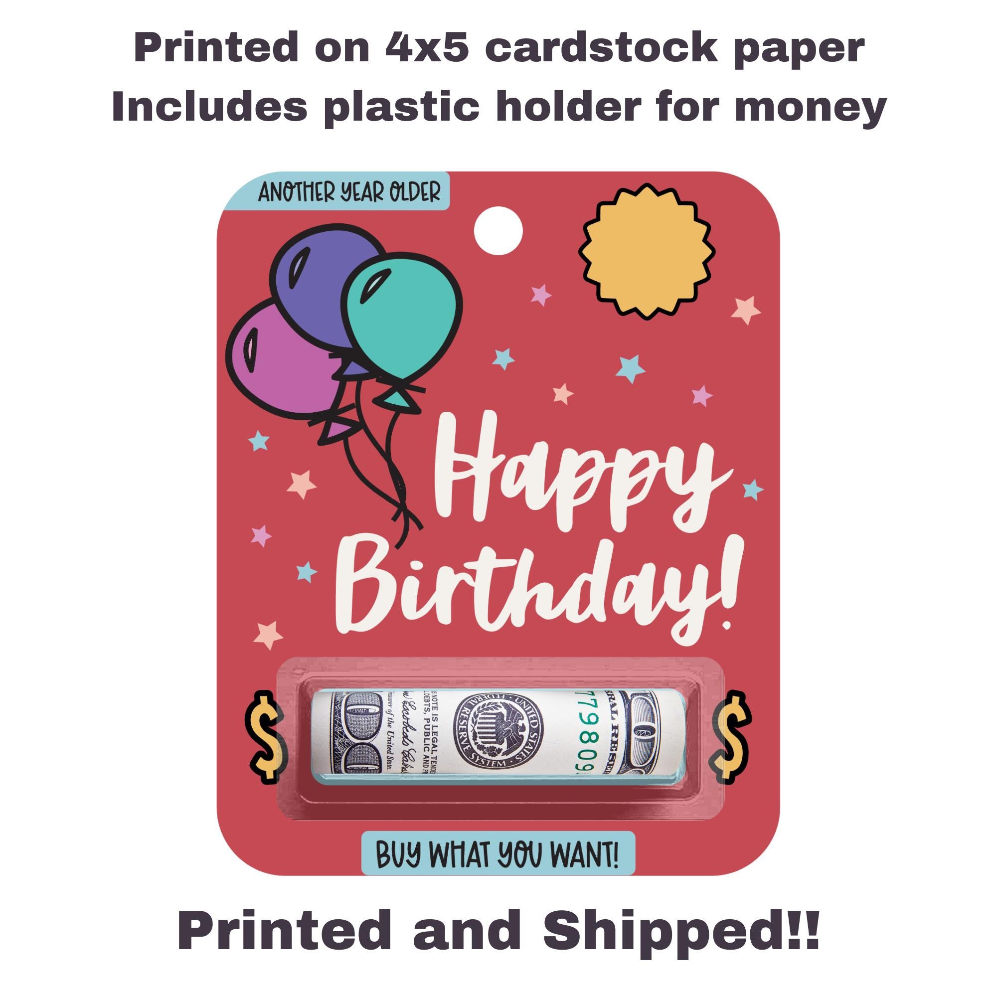 Happy Birthday Birthday Money Card Birthday Gift Birthday Gift Card Holder Balloon Cash Card Birthday Card