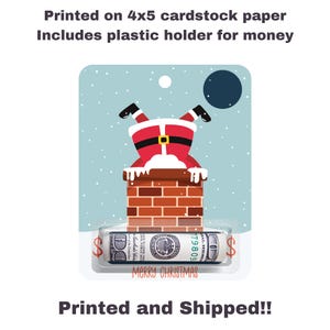 Santa- Chimney Money Card | Christmas Gift Money | Christmas Tree | Stocking | Ornament | Money Card | Gift Card | Cash Card