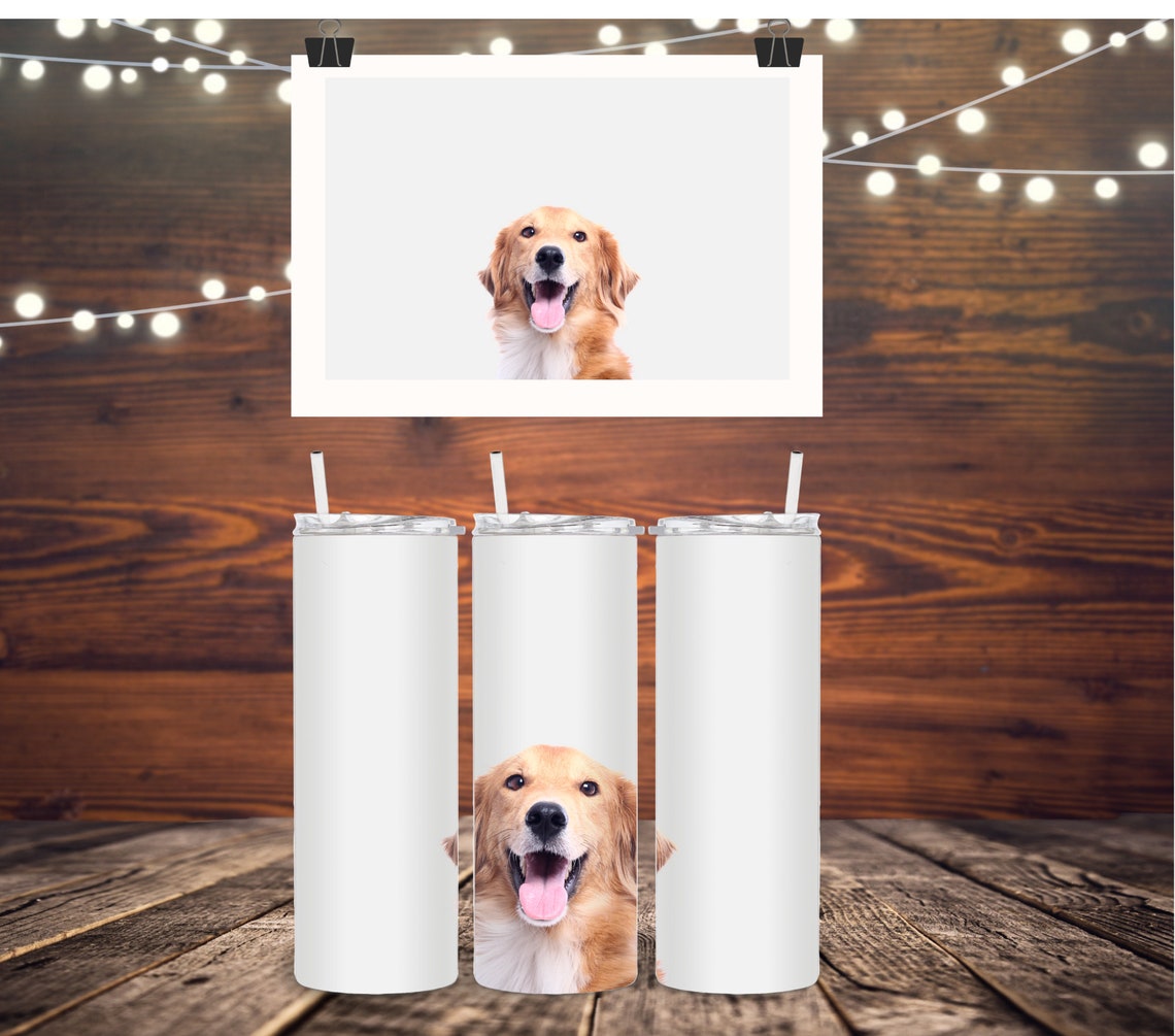 Dog 20oz Skinny Tumbler | Dog Lover Tumbler Gift | Golden Retriever | Custom Sublimated Tumbler ...