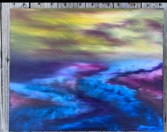 Clouded Ocean 24x30 Acrylic Landscape Painting