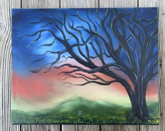 Surreal Simplicity 16x20 Acrylic Landscape Painting Boxcar Swifty Apocalyptic Psychedelic Landscape Free Shipping!