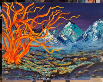 Fiery Imagination 18x24 Acrylic Landscape Painting