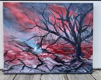Barren Aftermath 16x20 Acrylic Landscape Painting