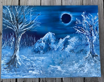 Blue Moon 18x24 Acrylic Landscape Painting