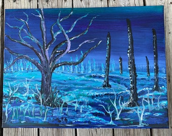 BlueGreen Dreams 18x24 Acrylic Landscape Painting