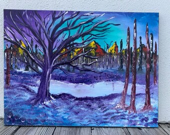 Violet Dreamscape 18x24 Acrylic Landscape Painting