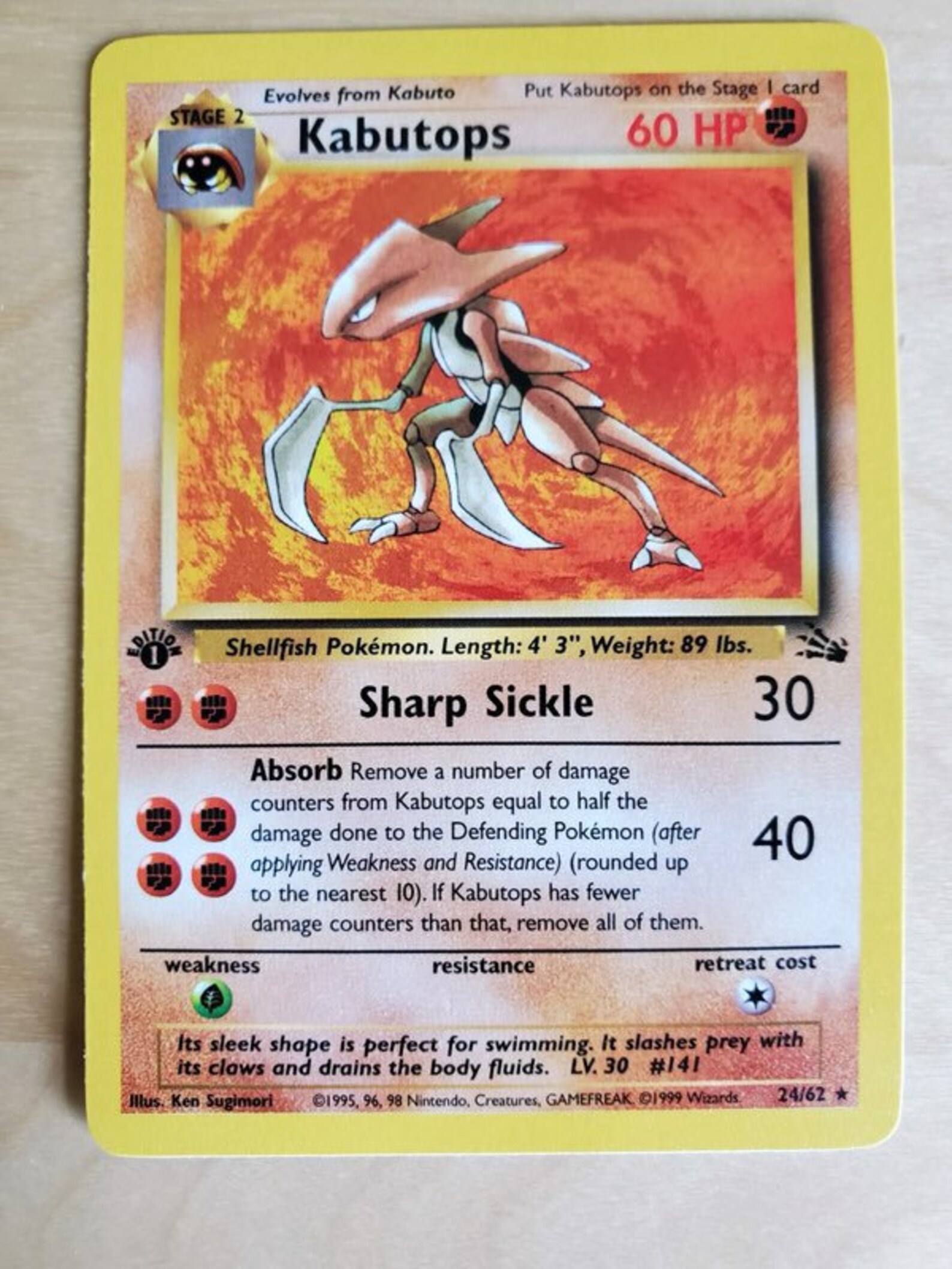 Kabutops Original Fossil Rare 24/62 Star Etsy