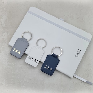 Personalised Leather Rectangular Keyring | Genuine Leather Key Fob, Custom Initials, Monogram, Driving Test Pass, New Home / House, Gift