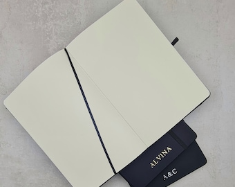 Caderno personalizado A5 de couro vegano preto em papel liso *PERSONALIZAÇÃO GRATUITA* | Caderno de desenho/bloco, diário premium, estudante de arte/design