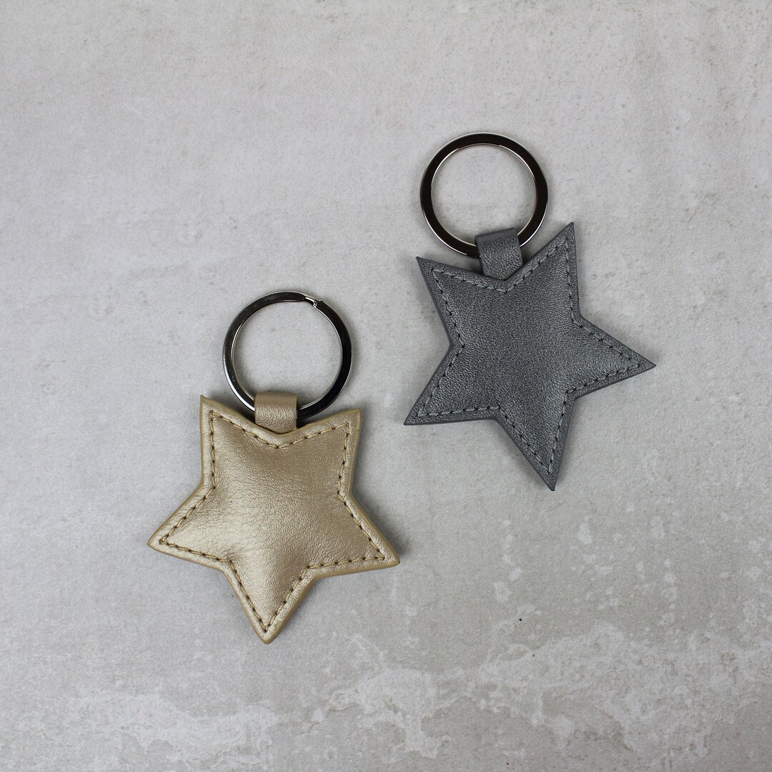 Star Keyring Personalised Pearlised Leather Star Keyring | Smooth Key Fob With ...