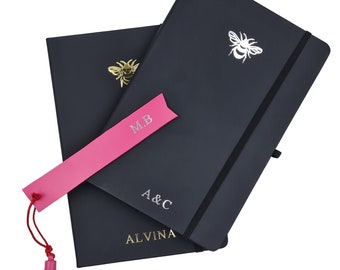 Personalised Bee A6 Lined Notebook Vegan Leather *FREE PERSONALISATION* | Premium Leather Journal, Daily Planner, Office, School, Notes