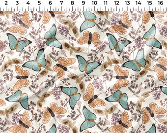 Butterflies and Moths Fabric (9) *Available on different fabric bases* (Cotton and Polyester Spandex)