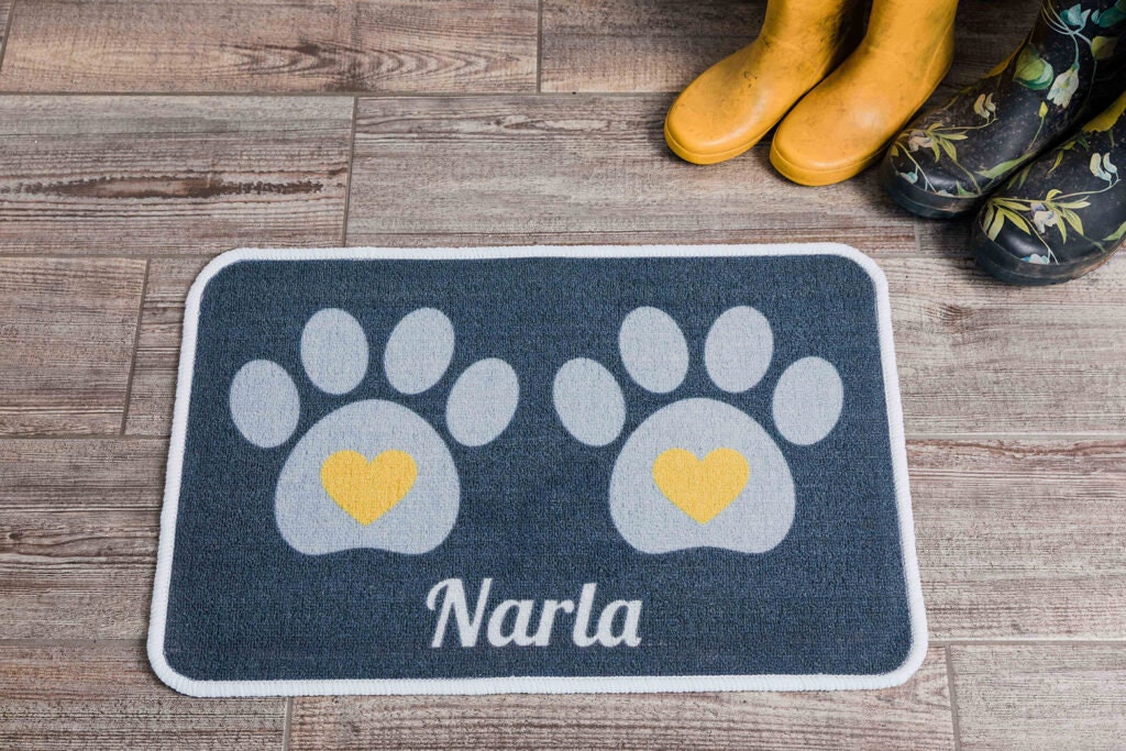 Personalised Dog Food Mat Heart Paws Design Dog Bowl Mat Etsy UK