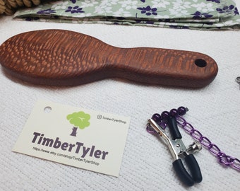 Leopardwood "Hairbrush" Spanking Paddle para disciplina doméstica y BDSM - Solo adultos