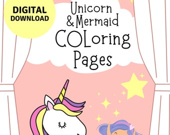 Unicorn and Mermaid Coloring Pages