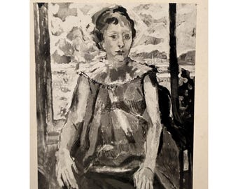 Juego de 4 láminas de retratos de Herbert Olds, enmarcadas, de 11x13 pulgadas, arte expresionista en blanco y negro.