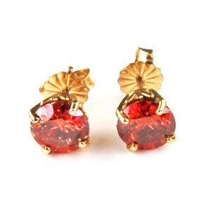 Spessartine Solid Gold Stud Earrings- 2 CT TW  Spessartine Moissanite-Everyday Moissanite Collection