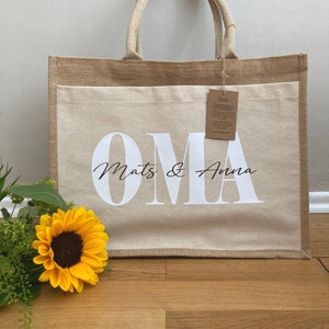personalized jute bag, shopper, gift for mom, grandma, aunt OMA