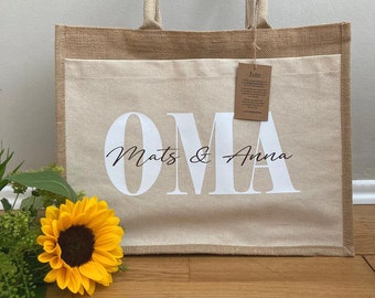 bolsa de yute personalizada, shopper, regalo para mamá, abuela, tía