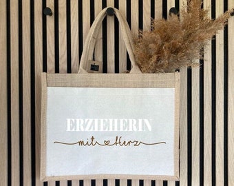 personalisierte Jute Tasche, Shopper, Geschenk, Erzieherin, Kindergärtnerin, Tagesmutter