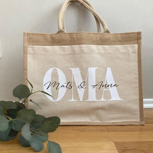 personalized jute bag, shopper, gift for mom, grandma, aunt image 2