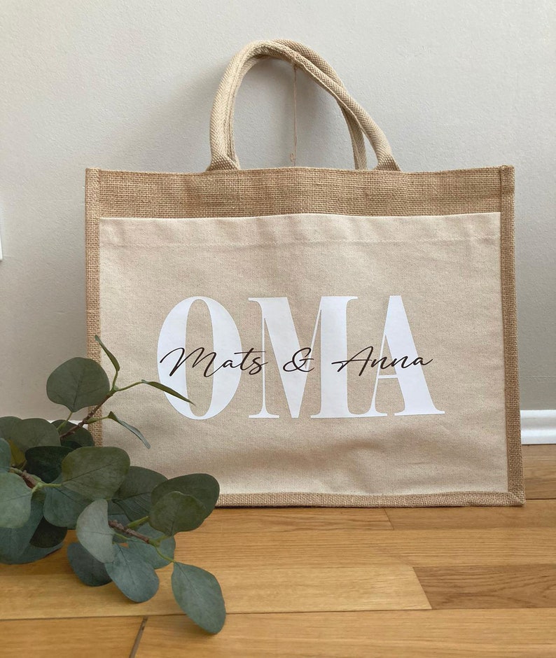 personalized jute bag, shopper, gift for mom, grandma, aunt image 2