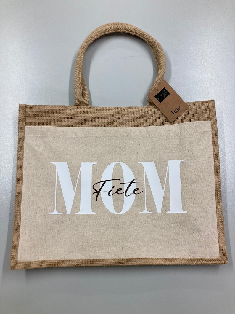 sac de jute personnalisé, shopper, cadeau pour maman, grand-mère, tante MOM