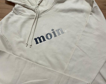 Men's hoodie, "moin.", men's sweat hoodie, embroidered, gift, embroidery