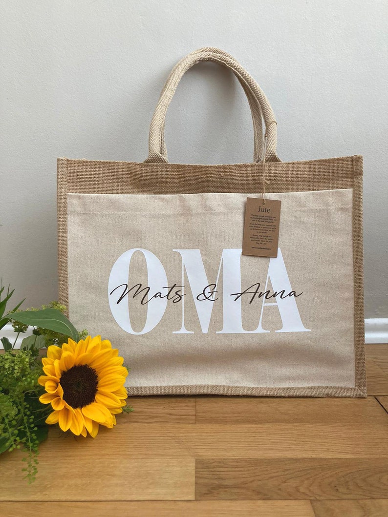 personalized jute bag, shopper, gift for mom, grandma, aunt OMA