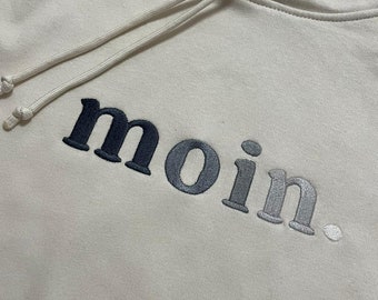 Damen Hoodie, „moin.", Damen-Sweat Hoodie, bestickt, Geschenk, Stick