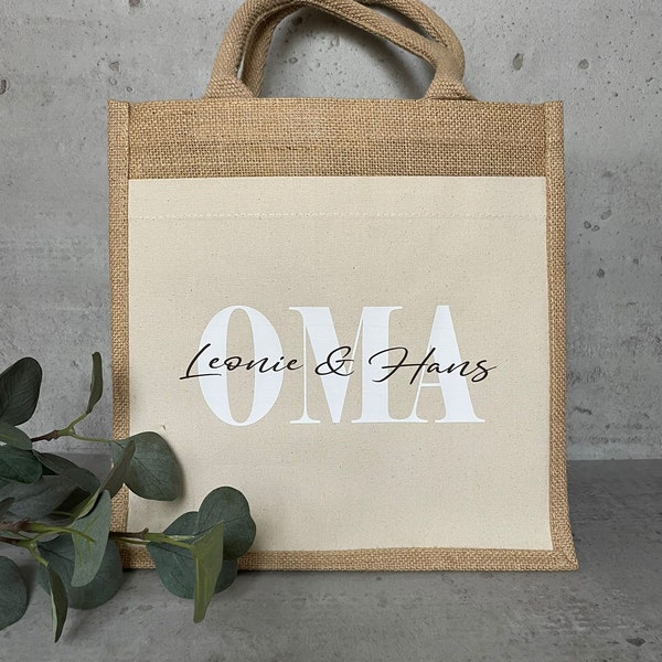 personalized jute bag, shopper, gift, mom, grandma, aunt